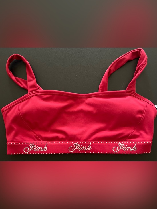 PINK Victoria's Secret Other - PINK Victoria's Secret Red Rhinestone-Trim Sports Bralette